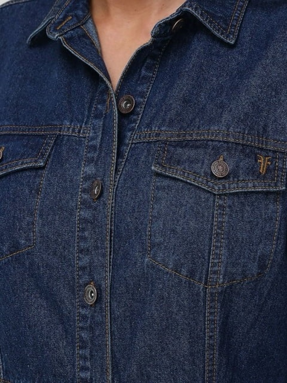 Frye Dark Blue Denim Shirt Mini Dress - Picture 4 of 6